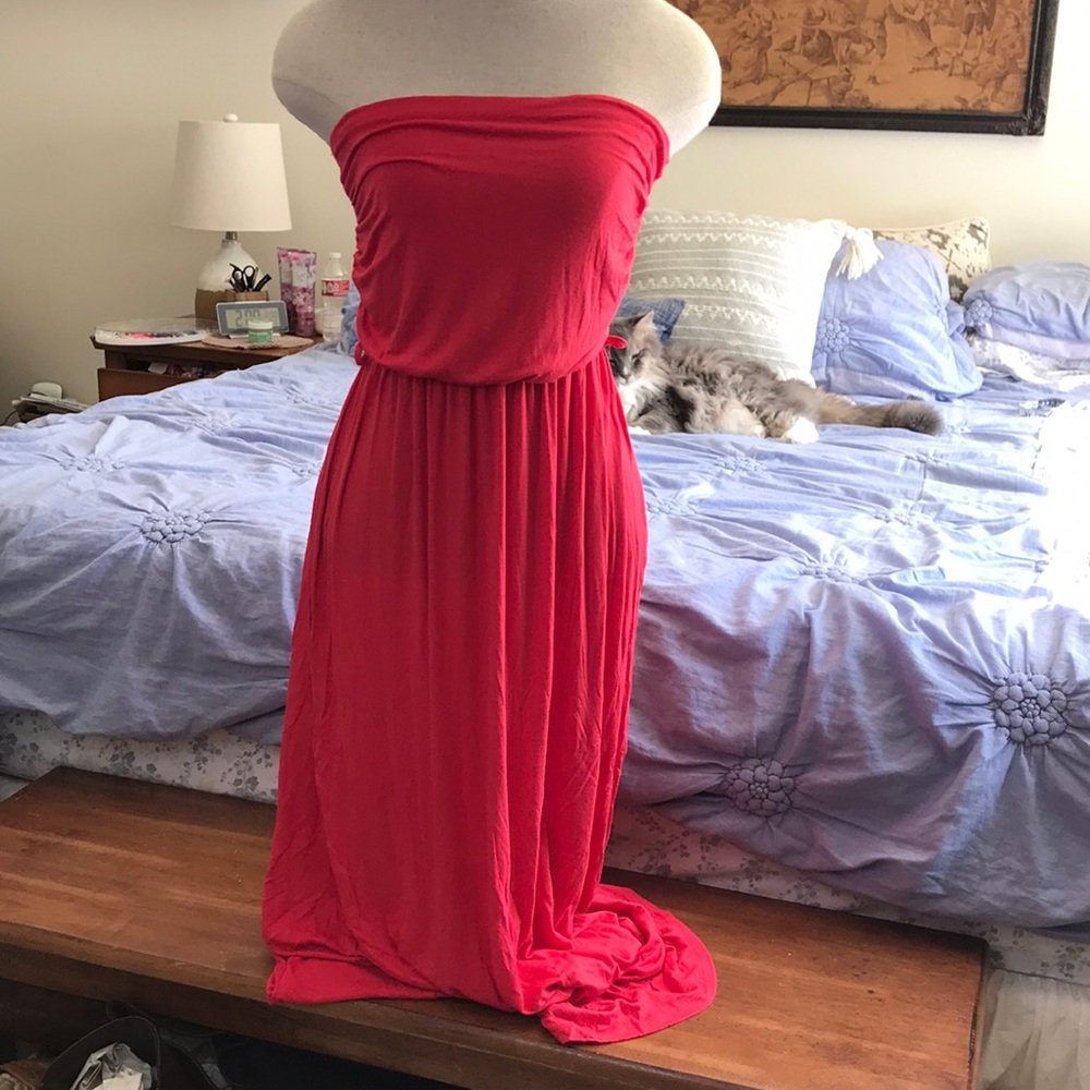 Simple pink/ orange maxi dress